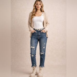 Risen, Distressed Blue Jeans Sz 5